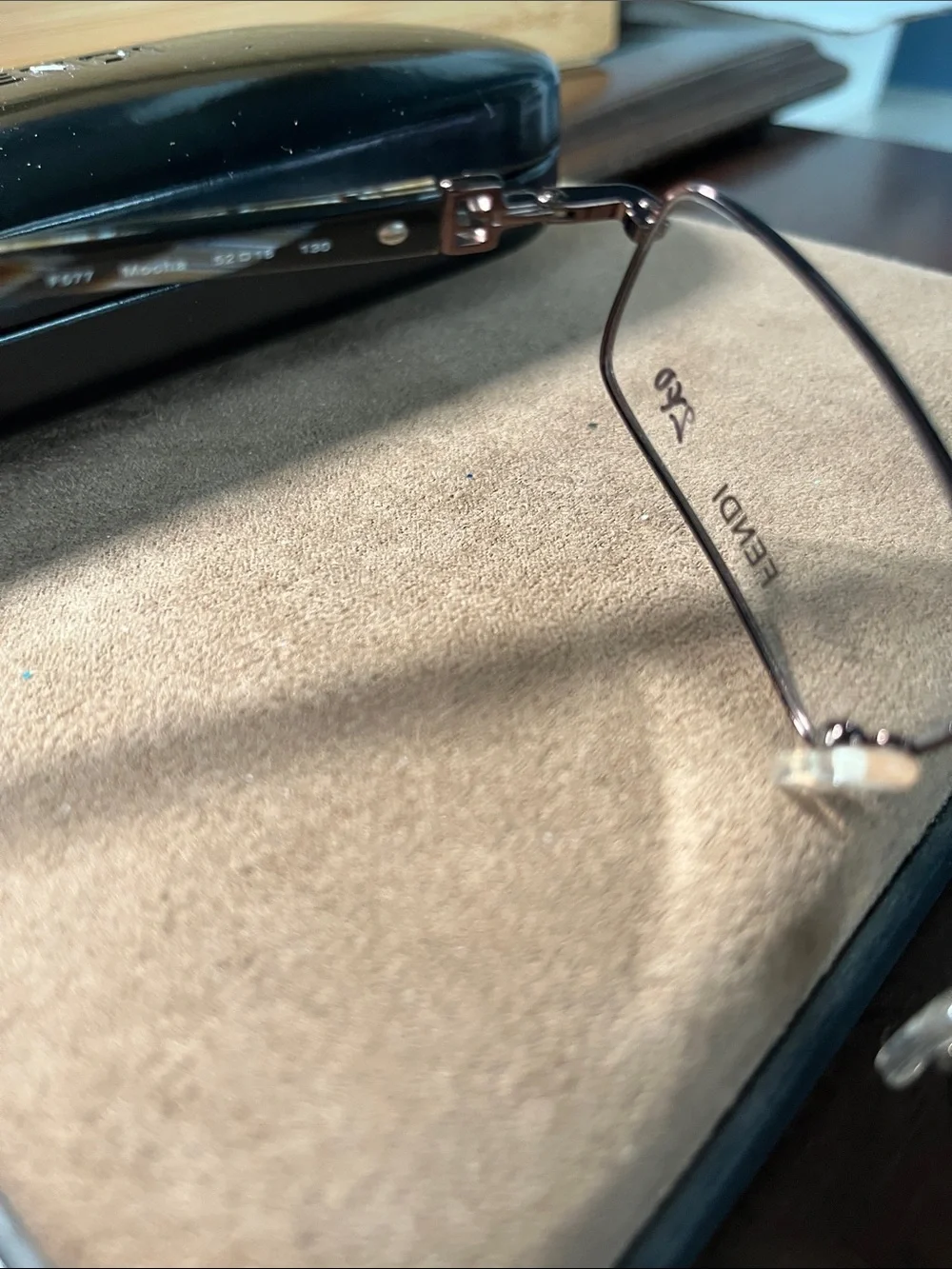 Fendi women or mens Rectangular Metal Glasses in Gunmetal w tortoise temples